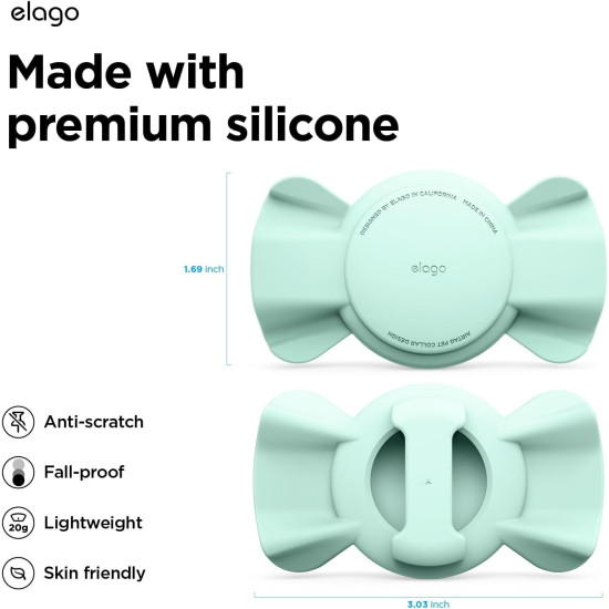 Elago Ribbon Pet Collar Case - Θήκη Premium Σιλικόνης Apple AirTag 2 / 1 για Κολάρο Κατοικιδίων - Mint (EAT-RIBBON-PET-MT)