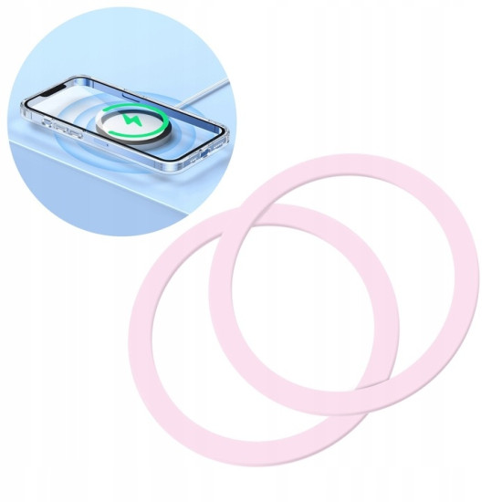 Joyroom JR-MAG-M3 Universal Metal Magnetic Ring - Αυτοκόλλητος Μεταλλικός Μαγνητικός Δακτύλιος MagSafe - 2 Τεμάχια - Pink (6941237199591)