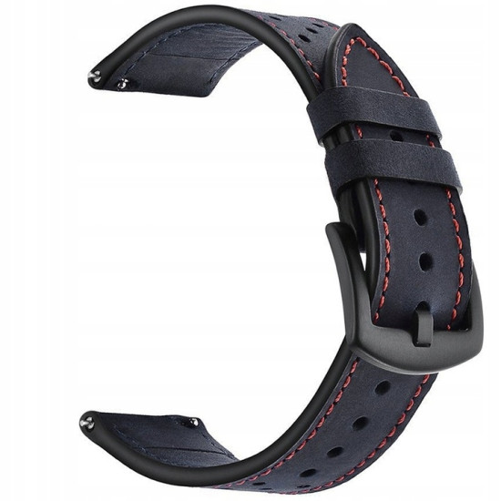 Spacecase Elegance - Universal Δερμάτινο Λουράκι για Smartwatches (22mm) - Navy Blue (5903943243914)