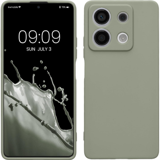 Θήκη Σιλικόνης με Πλαίσιο Κάμερας - Xiaomi Redmi Note 13 5G - KWmobile TPU Case with Camera Lens Protector - Gray Green (KWM000020LK003C)