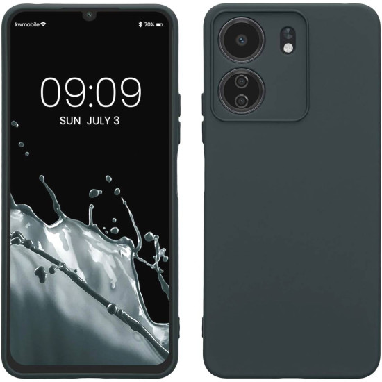 KWmobile Soft Slim Flexible Rubber Cover with Camera Protector - Θήκη Σιλικόνης Xiaomi Redmi 13C 4G / Poco C65 με Πλαίσιο Κάμερας - Dark Slate (KWM000020KN002C)