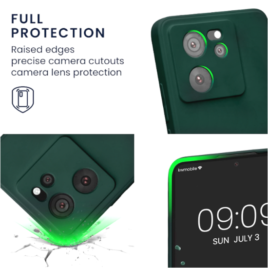 KWmobile Soft Slim Flexible Rubber Cover with Camera Protector - Θήκη Σιλικόνης Xiaomi 13T / 13T Pro με Πλαίσιο Κάμερας - Moss Green (KWM000020IU002C)