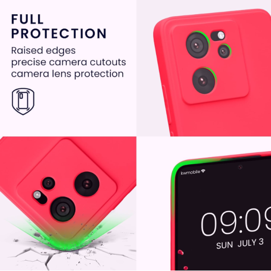 KWmobile Soft Slim Flexible Rubber Cover with Camera Protector - Θήκη Σιλικόνης Xiaomi 13T / 13T Pro με Πλαίσιο Κάμερας - Neon Pink (KWM000020IU005C)