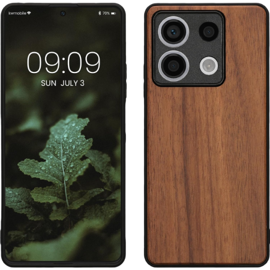 Σκληρή Ξύλινη Θήκη με TPU Bumper - Xiaomi Redmi Note 13 5G - KWmobile Wood Case with TPU Bumper - Walnut / Brown (KWM000020LO001C)