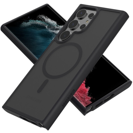 Spacecase Hybrid MagSafe - Σκληρή Ημιδιάφανη Θήκη MagSafe - Samsung Galaxy S22 Ultra 5G - Black (5905719103392)
