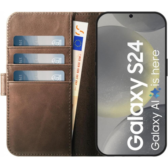 Δερμάτινη MagSafe Θήκη / Πορτοφόλι - Samsung Galaxy S24 - Rosso Elite - Brown (8719246426711)