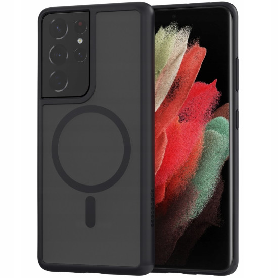 Spacecase Hybrid MagSafe - Σκληρή Ημιδιάφανη Θήκη MagSafe - Samsung Galaxy S21 Ultra 5G - Black (5905719103385)