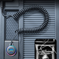 Joyroom JR-CL07 3 in 1 Wired Car Charger - Γρήγορος Φορτιστής Αυτοκινήτου με 1 x USB-A / 1 x Type-C / 1 x Ενσωματωμένο Καλώδιο Type-C 150cm - 55W - Black (6941237172860)