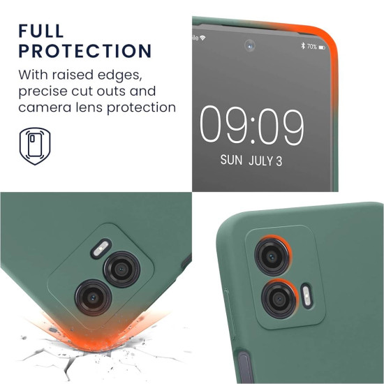 KWmobile Soft Flexible Rubber Cover - Θήκη Σιλικόνης Motorola Moto G53 με Πλαίσιο Κάμερας - Forest Green (60836.166)