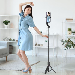Tech-Protect L04S - Ασύρματο Bluetooth MagSafe Selfie Stick και Τρίποδο - Black (9319456605471)