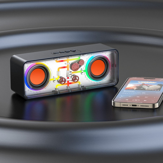 Recci RSK-W38 Space Station - Ασύρματο Φορητό Ηχείο Bluetooth με RGB Φωτισμό - Black (6955482526156)