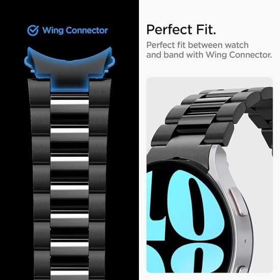 Spigen Modern Fit 316L - Λουράκι από Premium Ανοξείδωτο Ατσάλι - Samsung Galaxy Watch 6 44mm - Black (AMP06499)