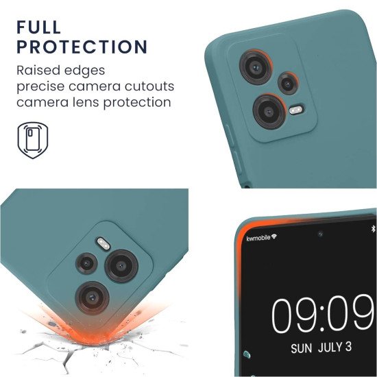 KWmobile Soft Slim Flexible Rubber Cover with Camera Protector - Θήκη Σιλικόνης Xiaomi Redmi Note 12 5G / Poco X5 με Πλαίσιο Κάμερας - Arctic Night (61169.207)
