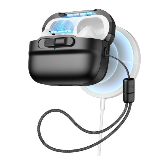 ESR Pulse Magnetic Lock Case HaloLock - MagSafe Θήκη Apple AirPods Pro 2nd Gen / 1st Gen με Λουράκι Χειρός - Black (4894240172643)