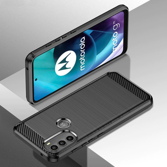 Techsuit Carbon Silicone - Θήκη Σιλικόνης Motorola Moto G71 5G - Black (5949419031166)