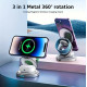 Ofkoz 3in1 360° Foldable Magnetic Wireless Charger - Μαγνητική Αναδιπλούμενη Περιστρεφόμενη Βάση Ασύρματης Φόρτισης MagSafe για iPhone 16 / 15 / 14 / 13 / 12 / AirPods / Apple Watch - 15W - Silver (OKFW02)