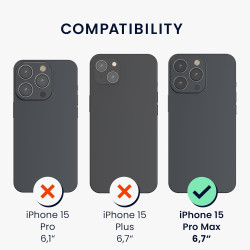 Θήκη Apple iPhone 15 Pro Max - KWmobile Σκληρή Διάφανη με TPU Bumper και Αποσπώμενο Λουράκι Λαιμού - Transparent / Black (62040.01)