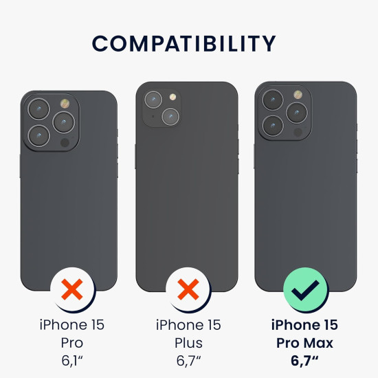 Θήκη Apple iPhone 15 Pro Max - KWmobile Σκληρή Διάφανη με TPU Bumper και Αποσπώμενο Λουράκι Λαιμού - Transparent / Black (62040.01)