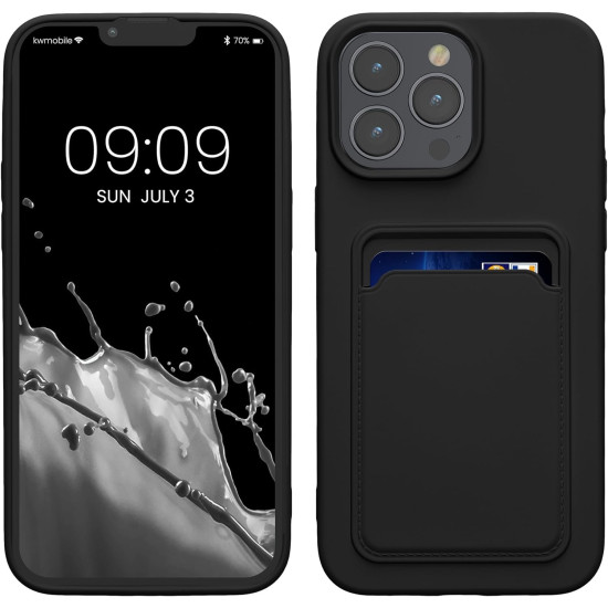 Θήκη Apple iPhone 15 Pro Max - KWmobile Σιλικόνης με Υποδοχή για Κάρτα - Black (62020.01)