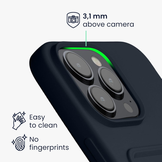Θήκη Apple iPhone 15 Pro Max - KWmobile Σιλικόνης με Υποδοχή για Κάρτα - Dark Blue (62020.17)