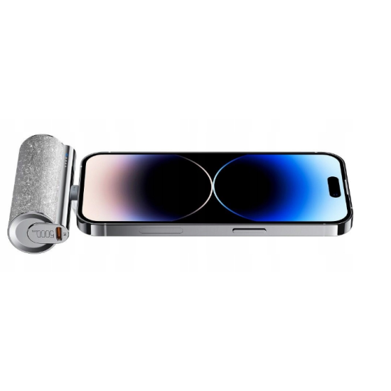 Veger PowerBank Lipstick-L W0573P - Φορητή Μπαταρία Φόρτισης με Ενσωματωμένο 1 x Lightning (Male) & 1 x Type-C (Female) - 5000mAh - 12W - Silver (6970453558523)