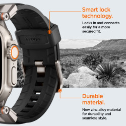 Spigen DuraPro Armor PU - Λουράκι Σιλικόνης & Δέρμα PU - Apple Watch Ultra/SE/11/10/9/8/7/6/5/4 (49/46/45/44mm) - Black (AMP07591)
