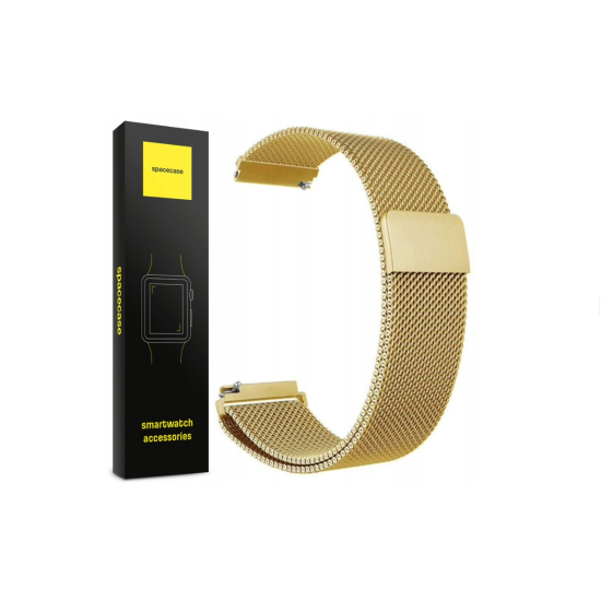 Spacecase Milanese - Universal Μεταλλικό Λουράκι για Smartwatches (20mm) από Ανοξείδωτο Ατσάλι - Gold (5903943240739)