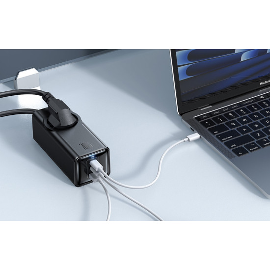 Mcdodo 4in1 70W GaN Surge Protection Power Strip EU - Μονόπριζο με 1 x Υποδοχή AC με Καλώδιο 150cm / Ταχυφορτιστής με 1 x USB-A / 2 x Type-C - 70W - Black (CH-4620)