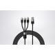 Baseus 3 in 1 StarSpeed Series - Καλώδιο Φόρτισης και Μεταφοράς Δεδομένων USB-A σε Lightning / Type-C / MicroUSB - 120cm - 3.5A - Black (CAXS000001)