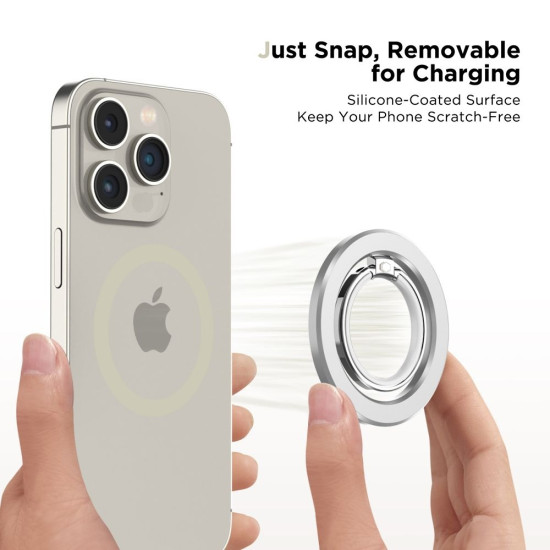 Tech-Protect MMR300 MagSafe Phone Ring - Μαγνητικό MagSafe Δαχτυλίδι / Βάση Στήριξης για Smartphone / Κινητά με Επιπλέον Αυτοκόλλητο Δακτύλιο MagSafe - Silver (5906302308798)