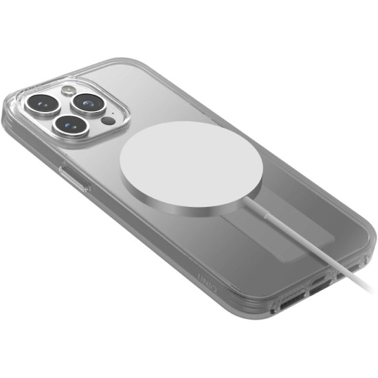 Uniq Heldro Mag MagClick - Ανθεκτική Διάφανη MagSafe Θήκη με 1 x Λουράκι Χειρός & 2 x Finger Holder - Apple iPhone 15 Pro - Crystal Clear (UNIQ-IP6.1P(2023)-HELMGCLR)