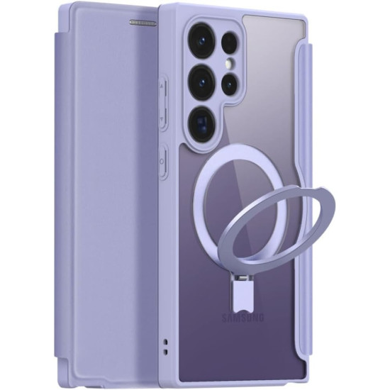 Flip MagSafe Θήκη Πορτοφόλι με Μαγνητικό Finger Holder - Samsung Galaxy S24 Ultra - Duxducis Skin X Pro - Purple (6934913020708)