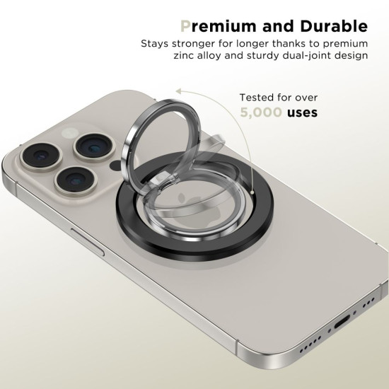 Tech-Protect MMR300 MagSafe Phone Ring - Μαγνητικό MagSafe Δαχτυλίδι / Βάση Στήριξης για Smartphone / Κινητά με Επιπλέον Αυτοκόλλητο Δακτύλιο MagSafe - Black (5906302308804)