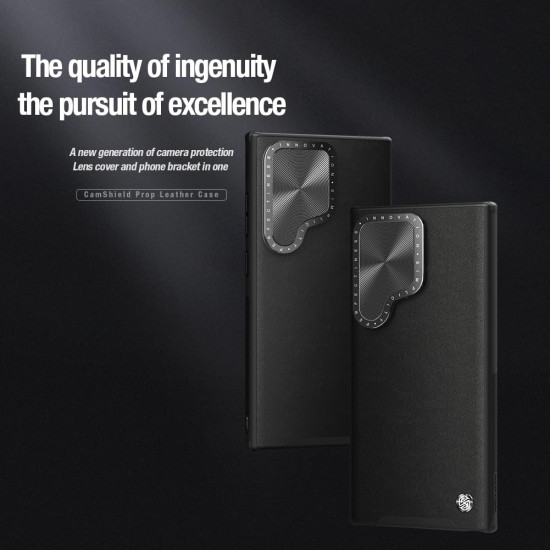 Σκληρή Δερμάτινη Θήκη MagSafe με Μεταλλικό Κάλυμμα για την Κάμερα - Samsung Galaxy S24 Ultra - Nillkin CamShield Prop Leather Magnetic - Black (6902048274693)