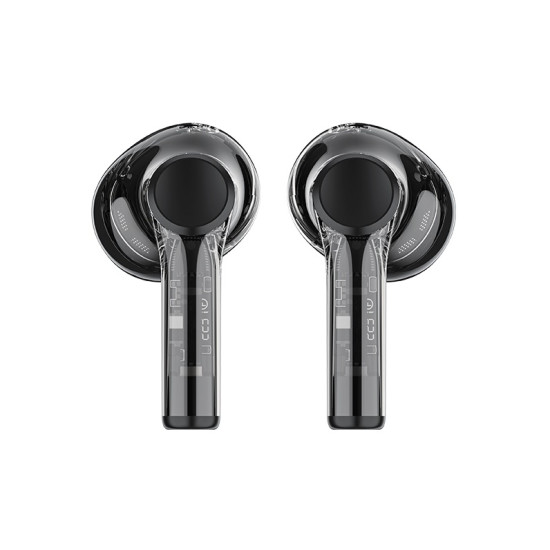 Recci REP-W50 Amber Wireless Earphones Transparent Design - Ασύρματα Ακουστικά Bluetooth με Θήκη Φόρτισης - Black (6955482518618)