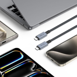 Tech-Protect Ultraboost Max Cable - Καλώδιο Φόρτισης και Μεταφοράς Δεδομένων USB4 Type-C 8K 40Gbps σε Type-C - 100cm - 240W - 5A - Grey (5906302308989)