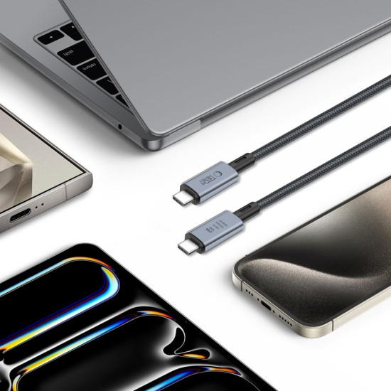 Tech-Protect Ultraboost Max Cable - Καλώδιο Φόρτισης και Μεταφοράς Δεδομένων USB4 Type-C 8K 40Gbps σε Type-C - 100cm - 240W - 5A - Grey (5906302308989)