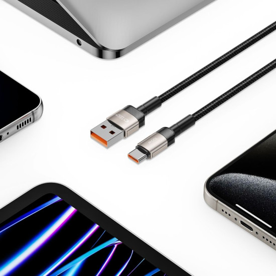 Tech-Protect Ultraboost Evo - Καλώδιο Φόρτισης και Μεταφοράς Δεδομένων USB-A σε Type-C - 200cm - 100W - 5A - Titanium (5906203690756)