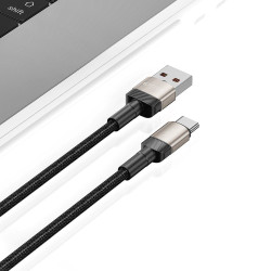 Tech-Protect Ultraboost Evo - Καλώδιο Φόρτισης και Μεταφοράς Δεδομένων USB-A σε Type-C - 100cm - 100W - 5A - Titanium (5906203690749)