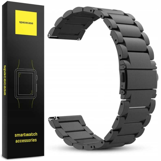 Spacecase Stainless Steel - Universal Μεταλλικό Λουράκι για Smartwatches (22mm) από Ανοξείδωτο Ατσάλι - Black (5903943240616)