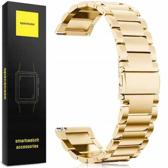 Spacecase Stainless Steel - Universal Μεταλλικό Λουράκι για Smartwatches (22mm) από Ανοξείδωτο Ατσάλι - Gold (5903943240623)
