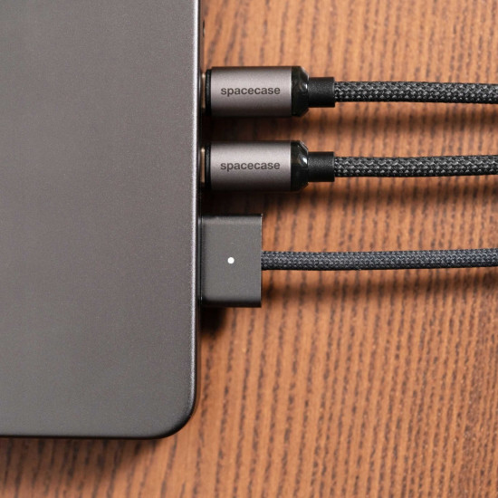 Spacecase USB-C Cable CL02 - Καλώδιο Φόρτισης και Μεταφοράς Δεδομένων Type-C σε Type-C - 200cm - 60W - Black (5905719109172)
