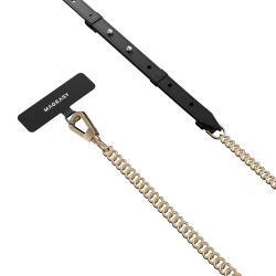SwitchEasy MagEasy Leather Chain Strap Modern & Strap Card - Μεταλλικό Αποσπώμενο Λουράκι Λαιμού για Θήκες Κινητών iPhone - Black / Matte Gold (MPHIPH224BO23)