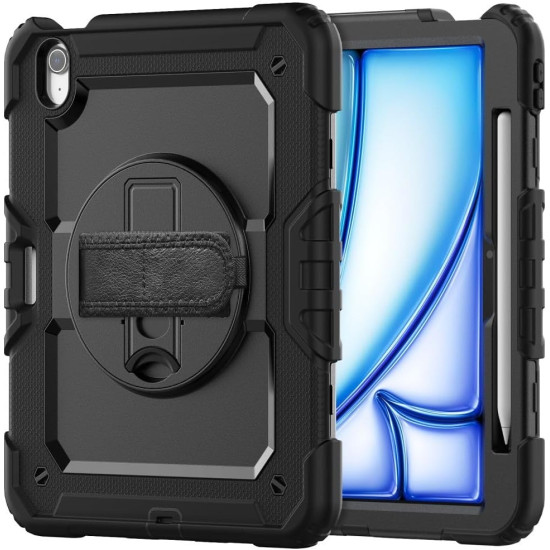Tech-Protect Solid 360 - Ανθεκτική Θήκη με Λαβή / Backstand / Ζώνη Μεταφοράς - Apple iPad Air 8 2026 11" / Air 7 2025 11" / Air 6 2024 11" - Black (5906302308736)