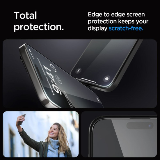 Αντιχαρακτικό Γυαλί Προστασίας Apple iPhone 15 Pro Max - Spigen Tempered Glass GLAS.tR EZ Fit HD FullFace Οθόνης - Black (AGL06879)