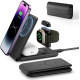 ESR HaloLock Qi2 3-in-1 Travel Wireless Charging Set - Σετ Αναδιπλούμενη Φορητή Μαγνητική Βάση Ασύρματης Φόρτισης MagSafe για Apple iPhone / AirPods / Αποσπώμενο Μαγνητικό Φορτιστή Type-C για Apple Watch & Θήκη Μεταφοράς - 15W - Black (4894240227251)