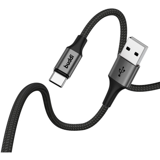 Buddi Flex - Καλώδιο Φόρτισης και Μεταφοράς Δεδομένων USB-A σε Type-C - 30cm - 12W - Black - 5 Έτη Εγγύηση (8719246446023)