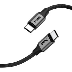 Buddi Flex - Καλώδιο Φόρτισης και Μεταφοράς Δεδομένων Type-C σε Type-C - 200cm - 60W - Black - 5 Έτη Εγγύηση (8719246446009)