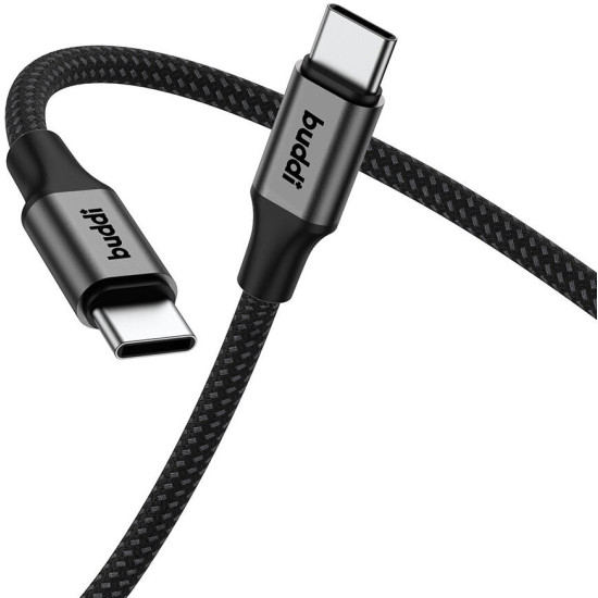 Buddi Flex - Καλώδιο Φόρτισης και Μεταφοράς Δεδομένων Type-C σε Type-C - 100cm - 60W - Black - 5 Έτη Εγγύηση (8719246445996)