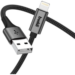 Buddi Flex - Καλώδιο Φόρτισης και Μεταφοράς Δεδομένων USB-A σε Lightning - 30cm - 12W - Black - 5 Έτη Εγγύηση (8719246446108)